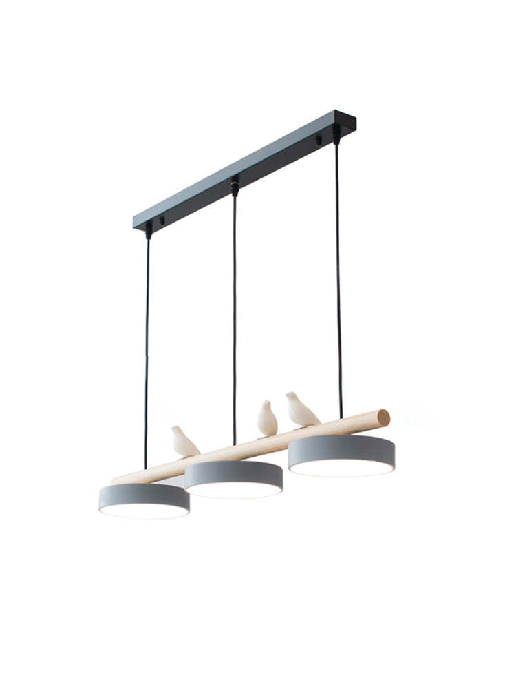 Hanglamp Hout Design Vogelvorm Drie Kappen Scandinavisch Keukeneiland | Sansoti