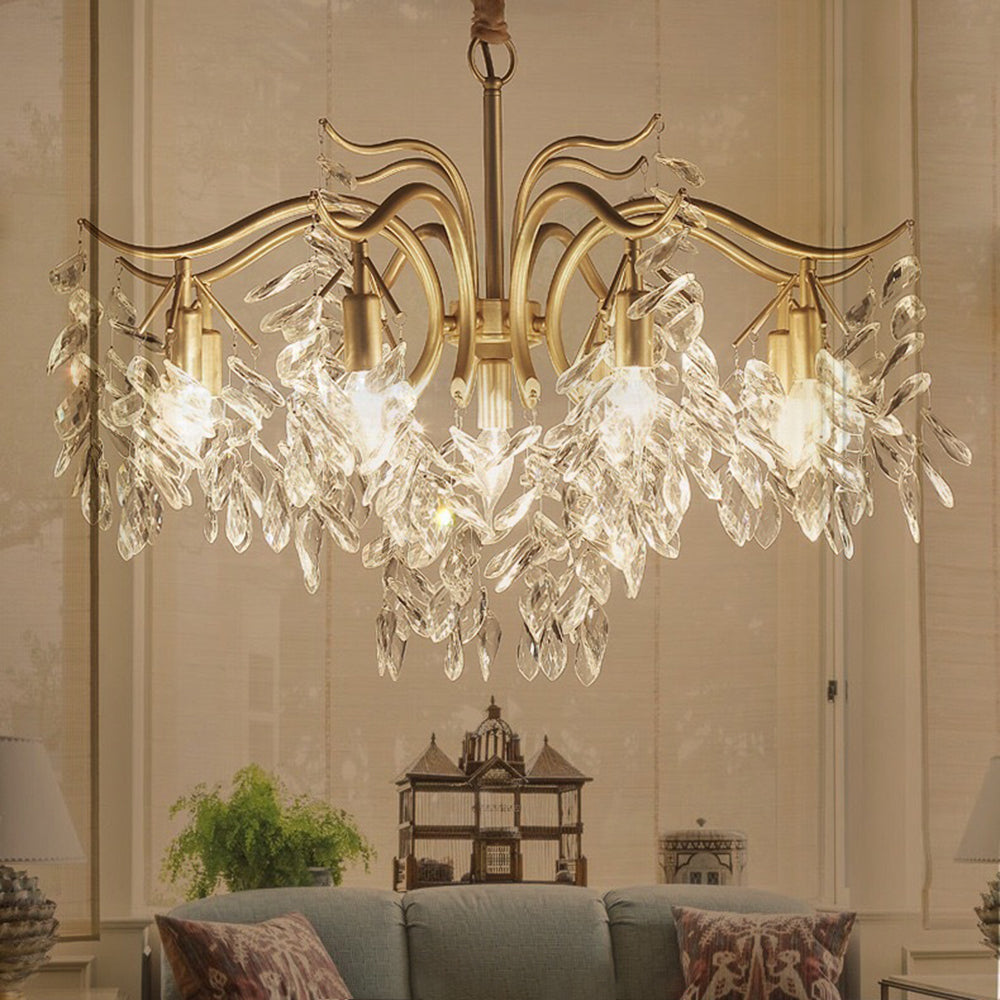 Pendelleuchte Kristall Metall Blume LED-Beleuchtung Esszimmer Wohnzimmer Modern Luxuriöses Design Deckenleuchte Hängeleuchte | Sansoti