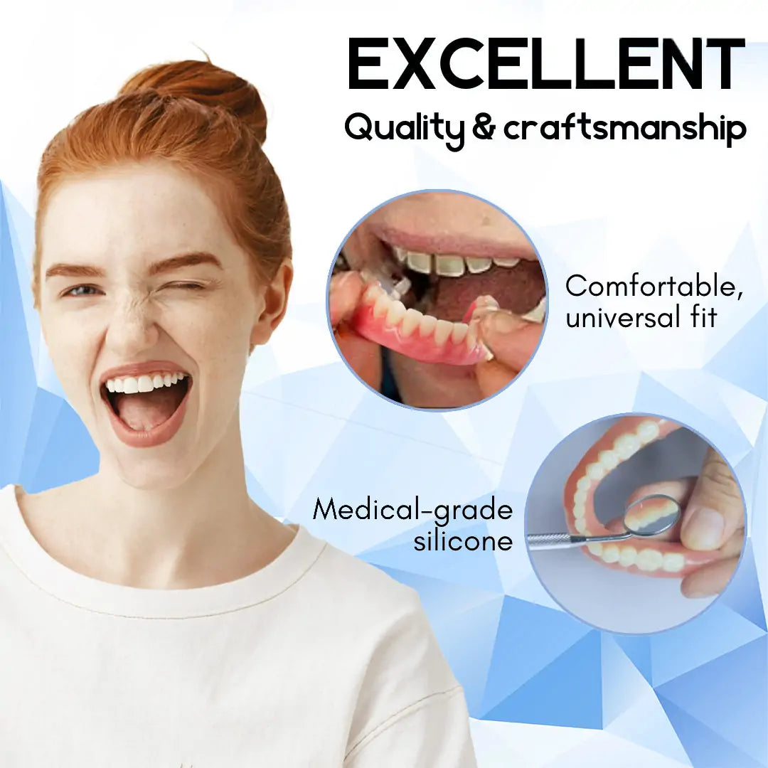 Cosmetic Denture Prosthesis for Adults, Removable Silicone Tooth Filling, Reusable, Natural White | Sansoti
