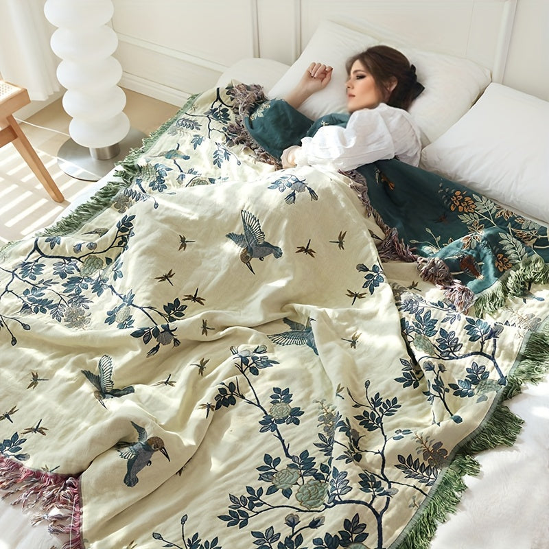 Cotton Throw, Multi-Layer Gauze, Summer Blanket, Bedspread, Sofa Cover, Breathable, Shape-Retaining, Lightweight | Sansoti