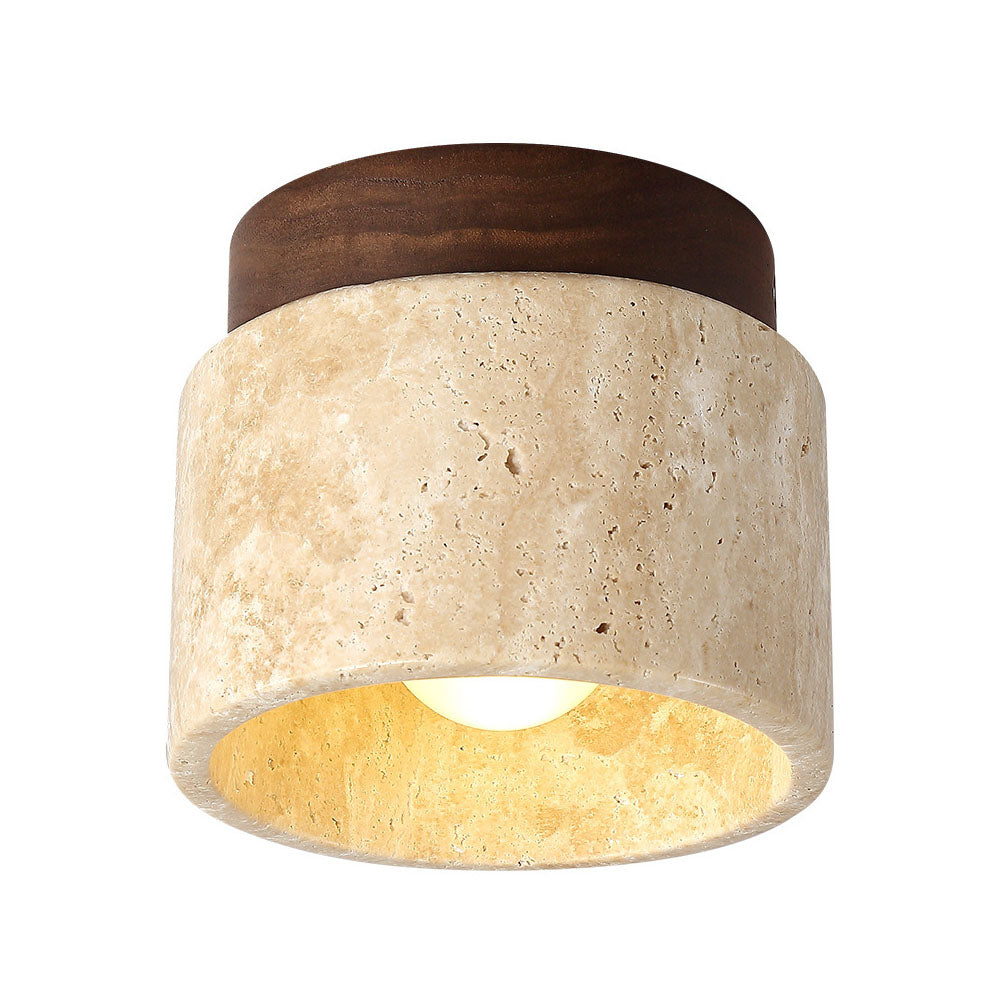 Cilestic Plafondlamp Travertin Hout E27/E26 Beige Hal Slaapkamer Woonkamer Scandinavisch Modern Design Natuurlijke Plafondverlichting | Sansoti