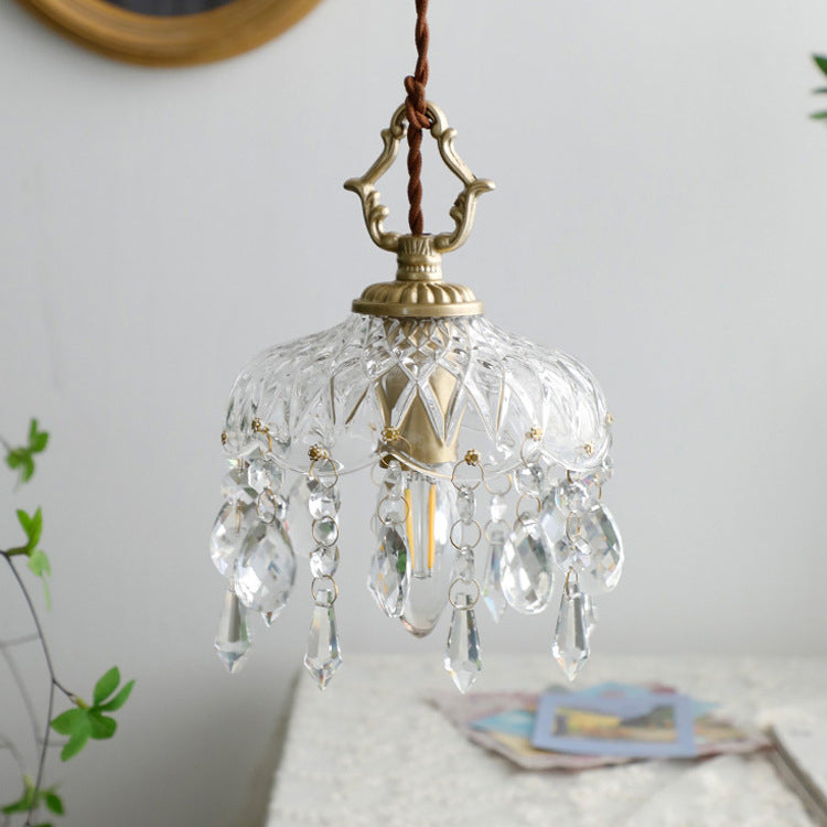 Kristall Hängelampe Kupfer E14 Vintage Blume K9 Kristall Glas Schlafzimmer Flur Eingang Romantisch Pendelleuchte Antik | Restfield