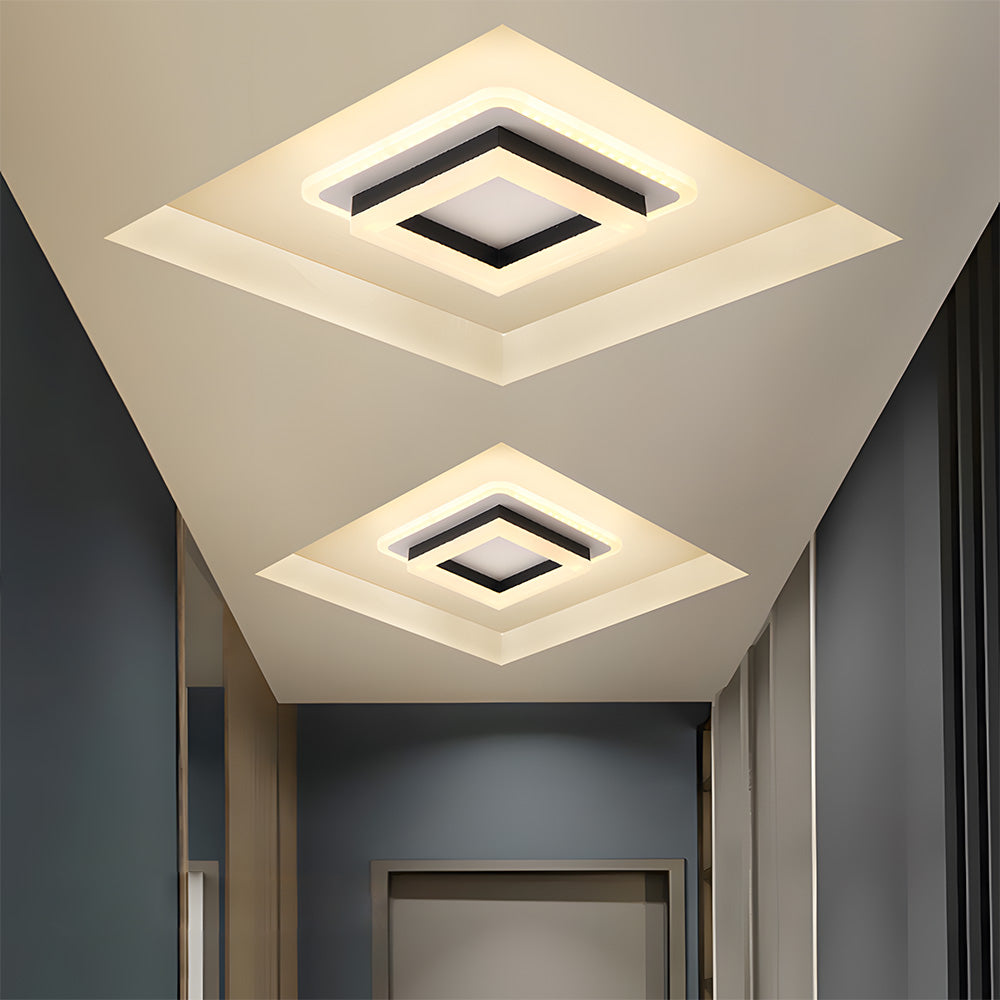 Quadratische LED Deckenleuchte 1920 Lumen Schwarz Weiß Schlafzimmer Flur Wohnzimmer Moderne Deckenlampe Geometrisches Design Innenbeleuchtung | Restfield
