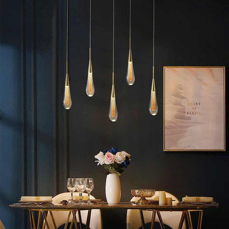 Glazen Hanglamp met Gouden Metalen Armatuur en Geïntegreerde LED-Verlichting – Scandinavisch Design voor Eetkamer, Woonkamer en Keuken | Sansoti
