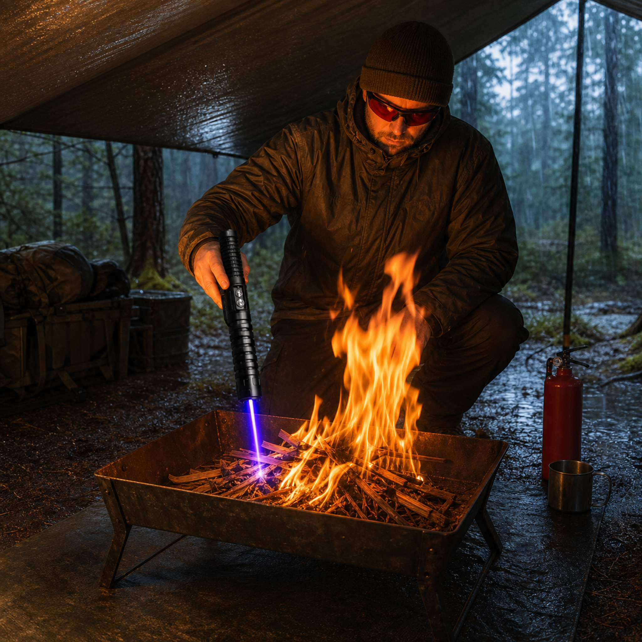 Compacte Vuurstarter Igniter 450nm Blauwe Bundel Outdoor Camping Nood Survival Vuurmaker Zwart Bushcraft | Sansoti