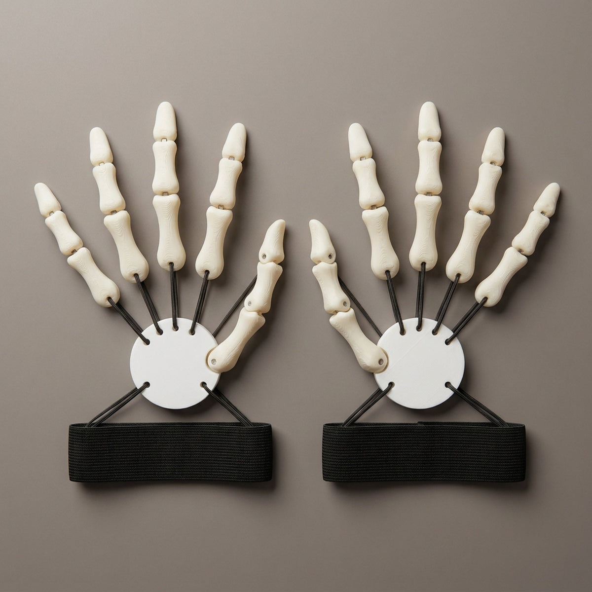 Gearticuleerde Vingerextensies Halloween Skeletklauw Set 2 Stuks Zwart Beige Kostuum Feest Accessoire | Sansoti