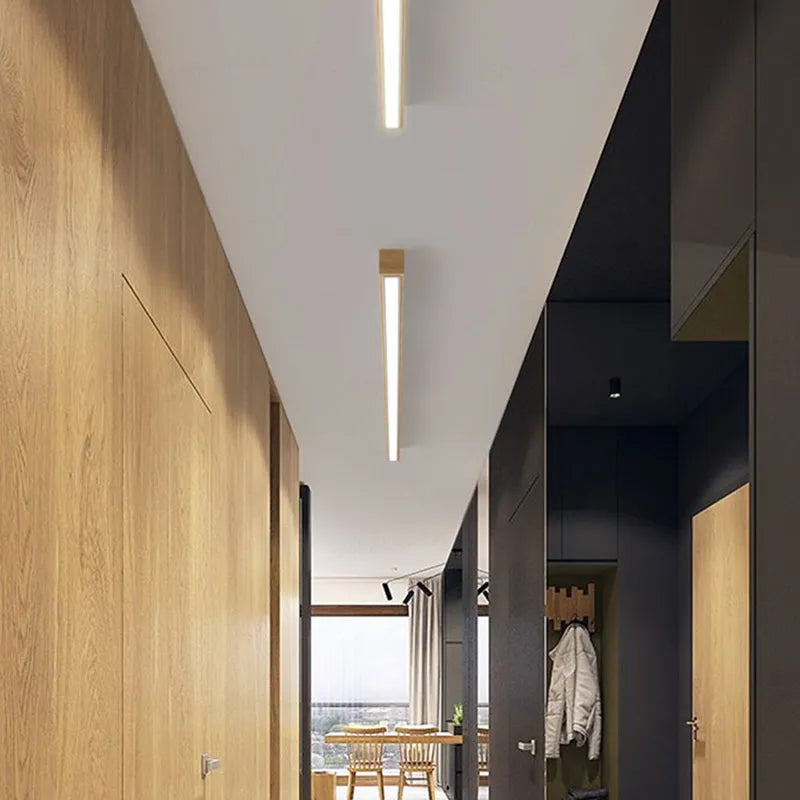 Plafonnier linéaire en bois et acrylique 60 cm 100 cm à LED, trois modes d’éclairage, design moderne scandinave, chambre | Sansoti