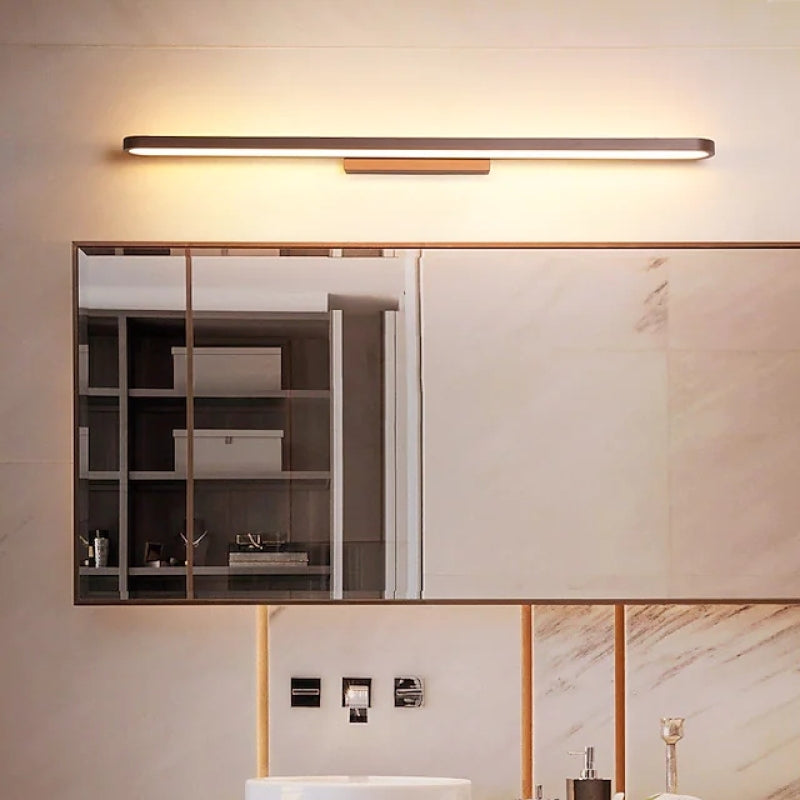 Applique miroir aluminium bande silicone noir brun café 40cm 60cm 80cm LED salle de bain | Restfield