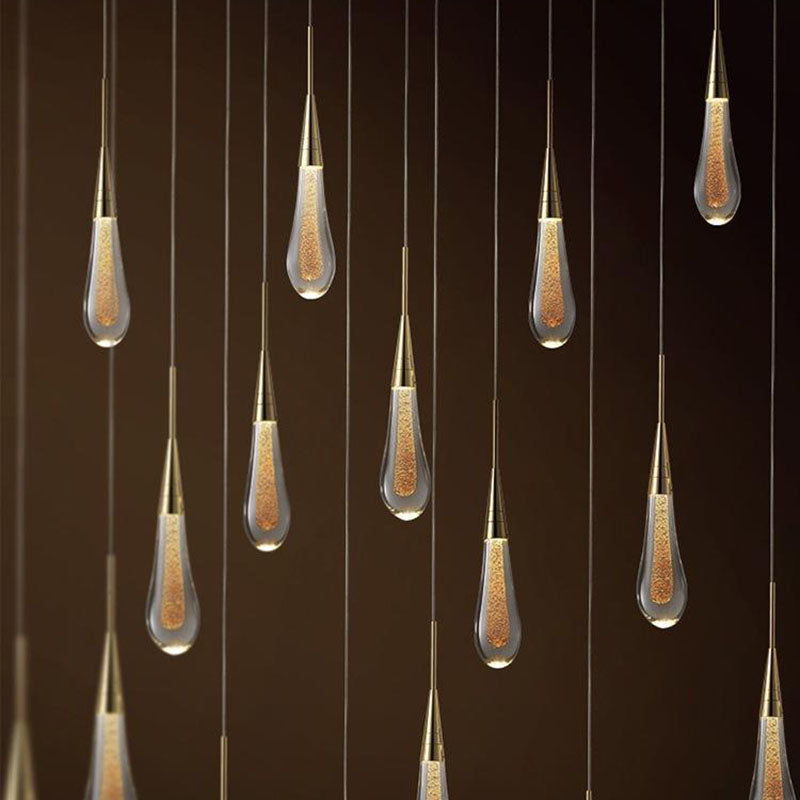 Glazen Hanglamp met Gouden Metalen Armatuur en Geïntegreerde LED-Verlichting – Scandinavisch Design voor Eetkamer, Woonkamer en Keuken | Sansoti