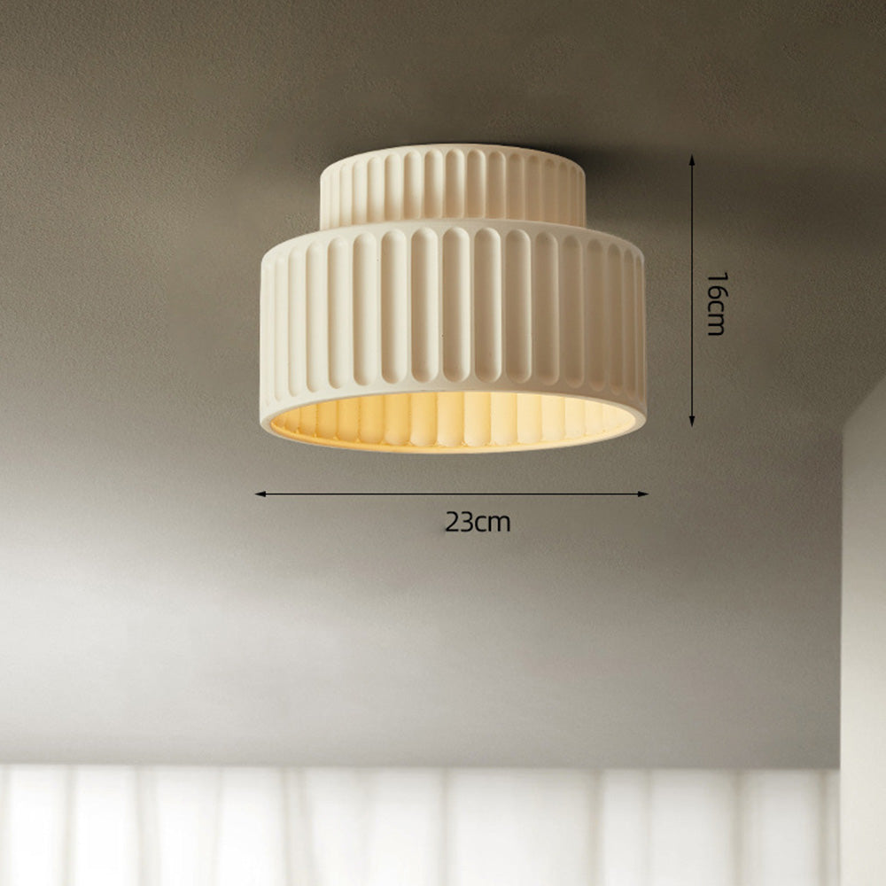Deckenleuchte Gerippt Resin E27 Weiß Kompakt Modernes Interieur Wohnzimmer Küche Schlafzimmer Retro Design Deckenlampe | Restfield