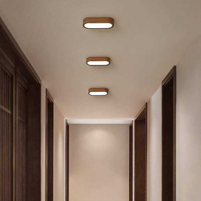 Plafondlamp Hout met Ingebouwde LED 8W – Moderne Flush Mount Verlichting in Natuurlijke Houtnerf Finish | Sansoti