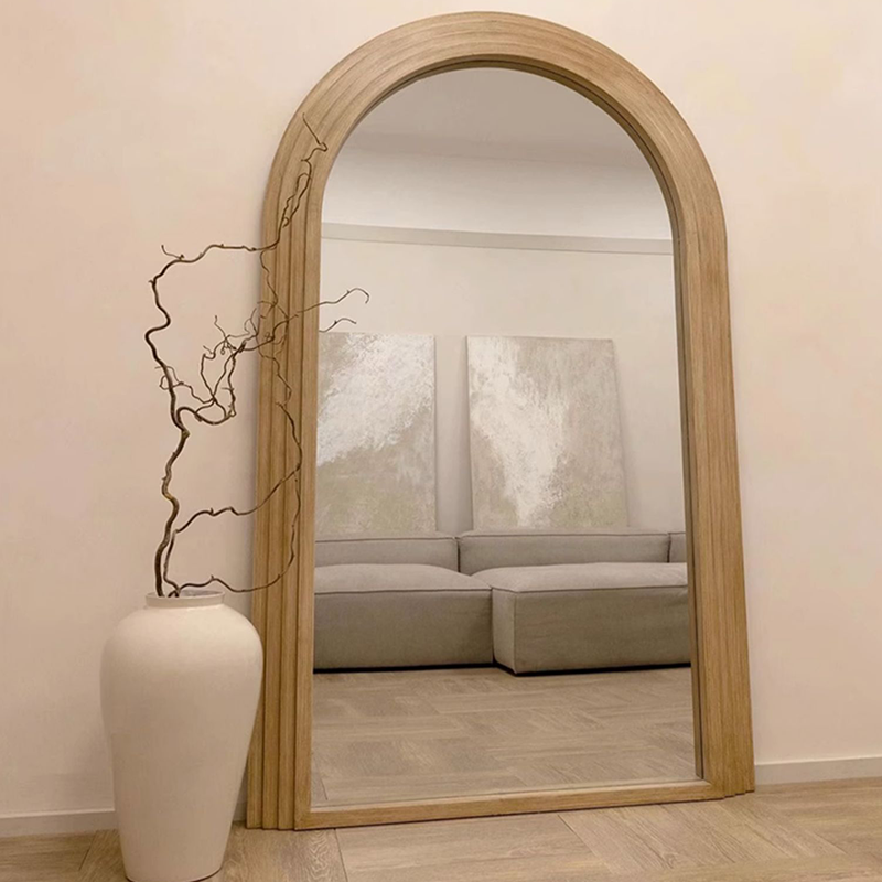 Luxury Standing Mirror with Wooden Arch Frame – Full-Length Wall Mirror 120x200cm Antique White, Khaki or Black | Sansoti