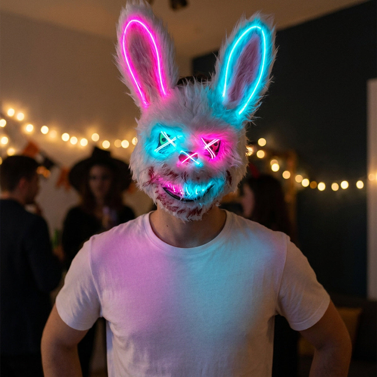 Oplichtend LED Neon Masker Beer Konijn Horror Halloween Griezelfeest Verkleedkostuum Spookhuis Party Decoratie | Sansoti
