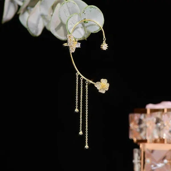 Butterfly Stud Earrings, Cubic Zirconia, Hypoallergenic, Gold-Plated, Elegant Gift Idea for Women | Sansoti