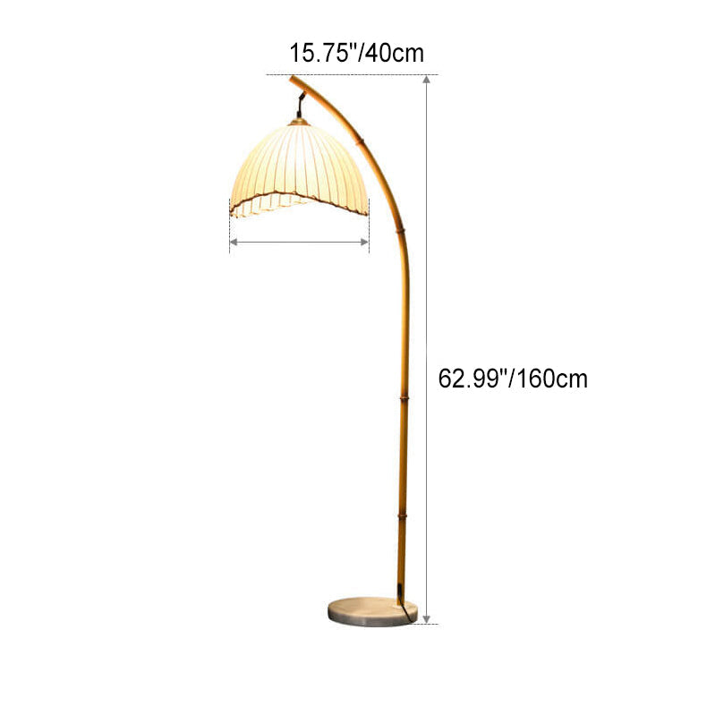 Vloerlamp Bamboe Look Boogvorm Stof Kap E26 160cm Dimbaar Woonkamer Slaapkamer Retro | Sansoti