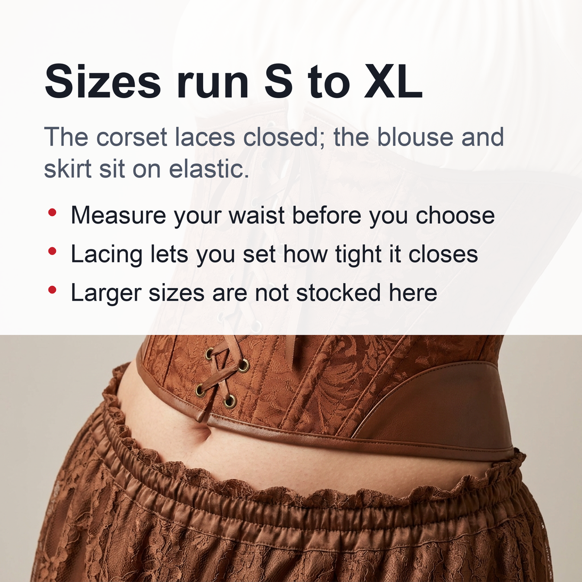 Pirate Corset Costume Set Faux Leather Off-Shoulder Blouse Layered Skirt Steampunk Gothic Halloween Costume | Sansoti