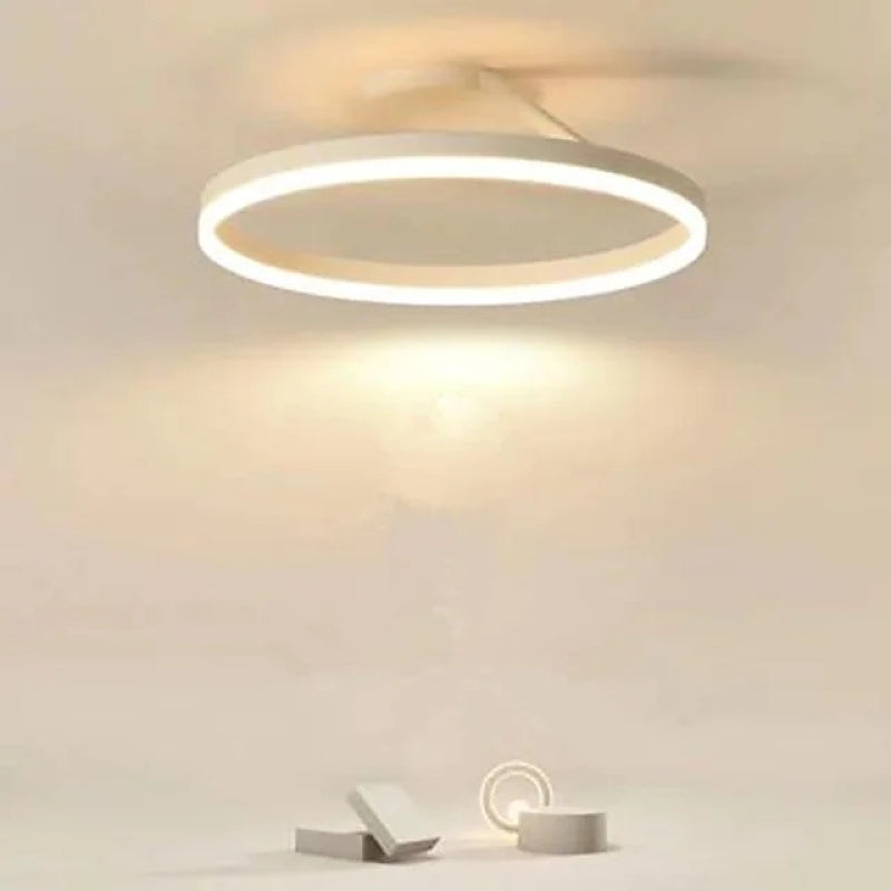 Deckenleuchte LED Ring Metall Acryl Schwarz Weiß Dimmbar Wohnzimmer Schlafzimmer 50cm | Restfield