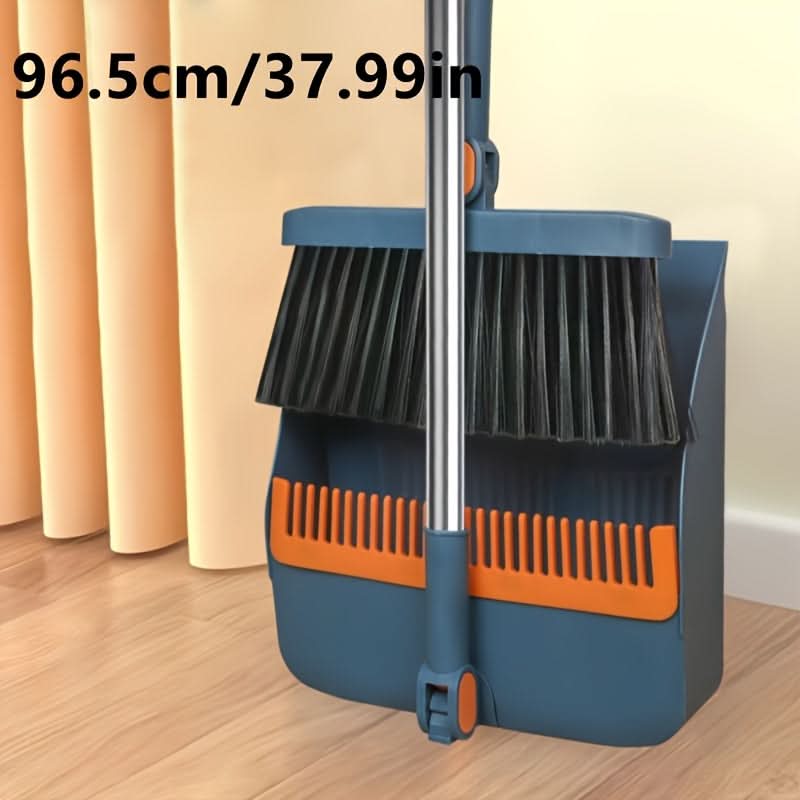 Ensemble balai et pelle avec long manche de 124 cm, outil de nettoyage ergonomique, rangement vertical pour la maison | Sansoti
