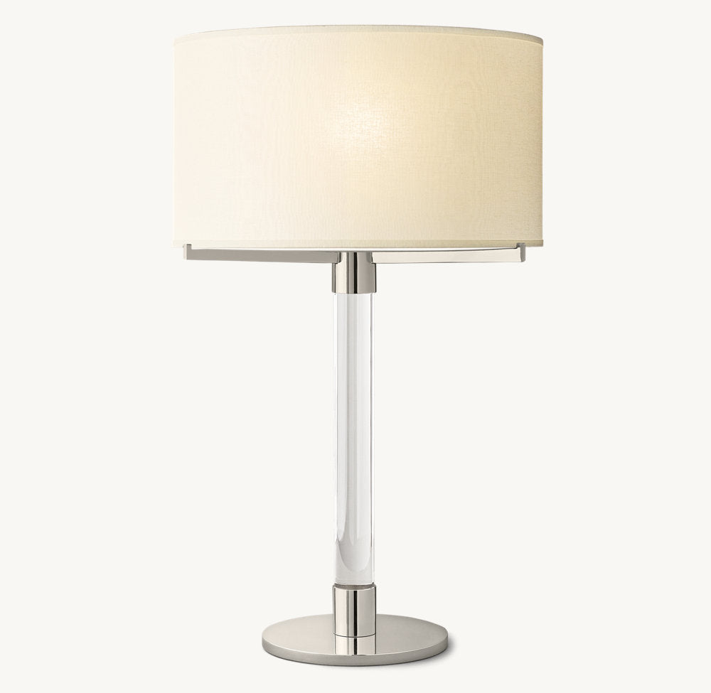 Kristallen Tafellamp met Stalen Voet en Linnen Kap 76cm Dimbaar Leeslamp Sfeervol Licht Woonkamer Nachtkastje | Sansoti