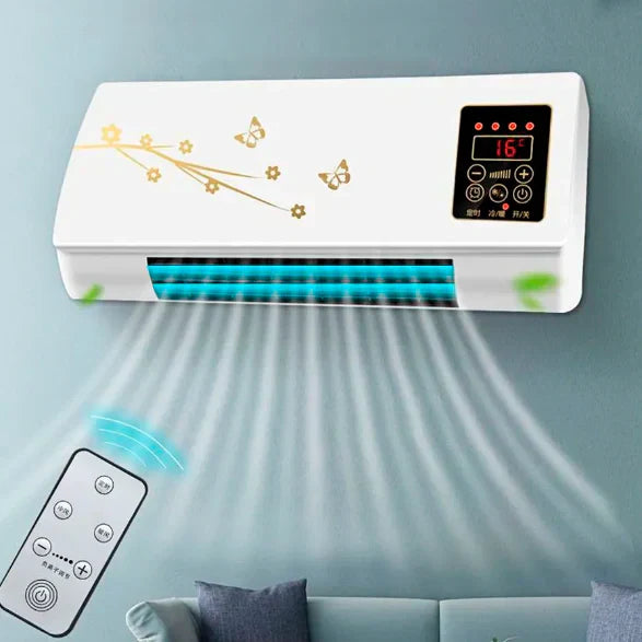 Airco Wandmontage Verwarming Koeling Bloesem Design Wit Rood LED Display Afstandsbediening Timer Fluisterstil Slaapkamer Kantoor Compact Ventilator Ontvochtiger | Sansoti
