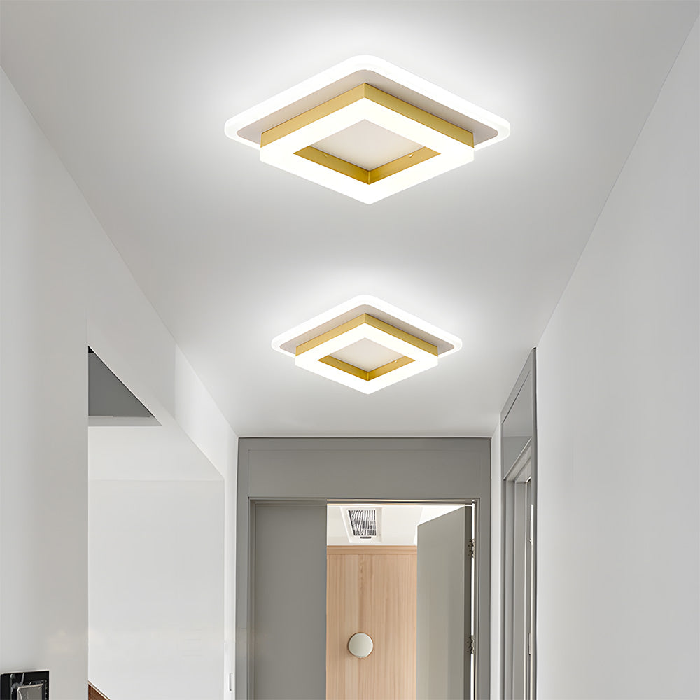 Plafondlamp Vierkant LED Modern Metaal En Acryl Flush Mount Design | Sansoti