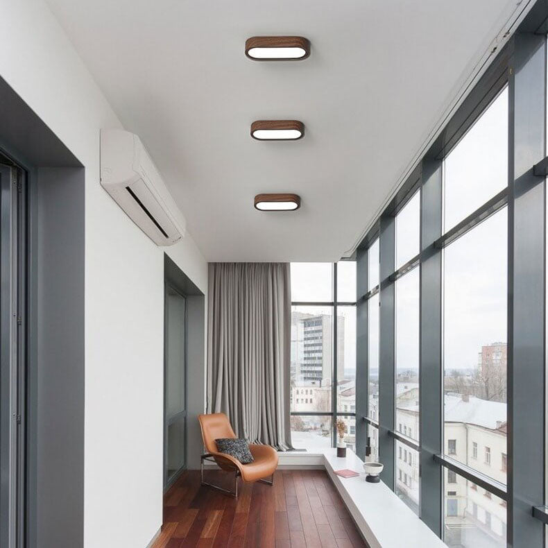 Plafondlamp Hout met Ingebouwde LED 8W – Moderne Flush Mount Verlichting in Natuurlijke Houtnerf Finish | Sansoti