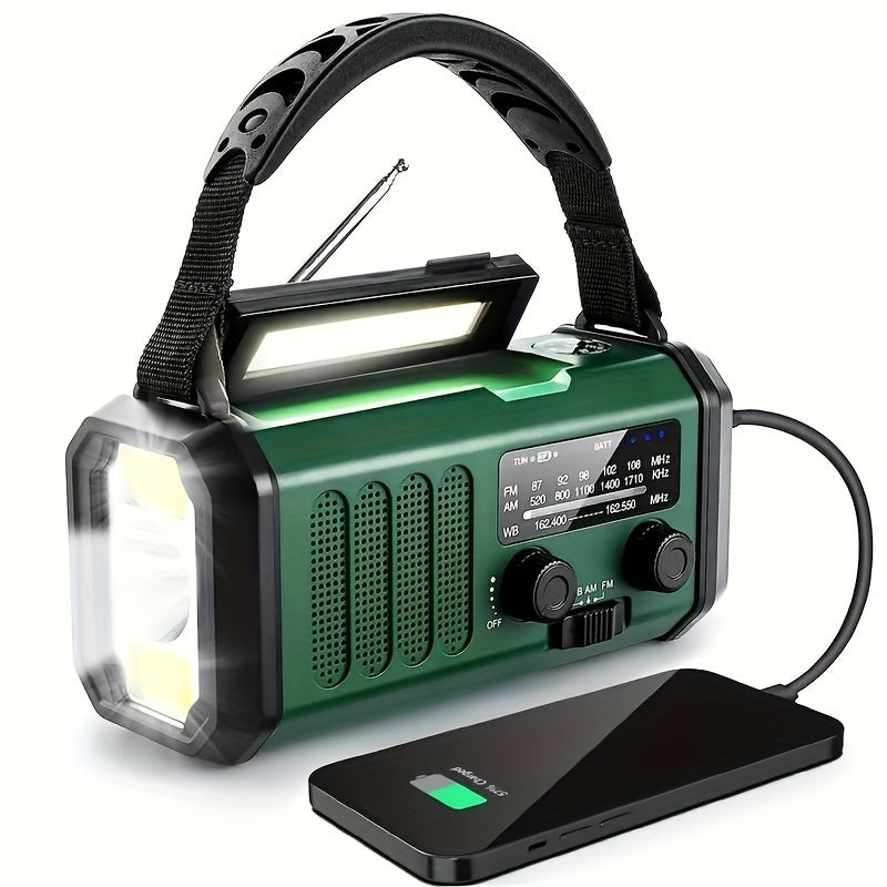 Noodradio met Zaklamp en Powerbank – Oplaadbaar via Zonne-energie, Handslinger en USB | Sansoti