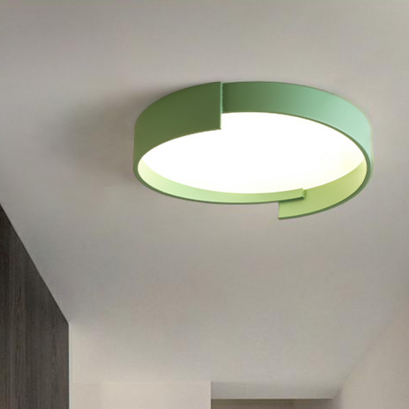 Double LED Ceiling Light, Round Metal Finish, Modern Dimmable Lighting, White, Gray, Green, Gold, Living Room | Sansoti