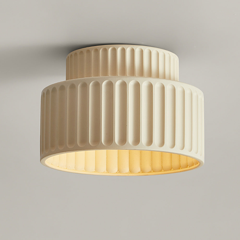 Deckenleuchte Gerippt Resin E27 Weiß Kompakt Modernes Interieur Wohnzimmer Küche Schlafzimmer Retro Design Deckenlampe | Restfield
