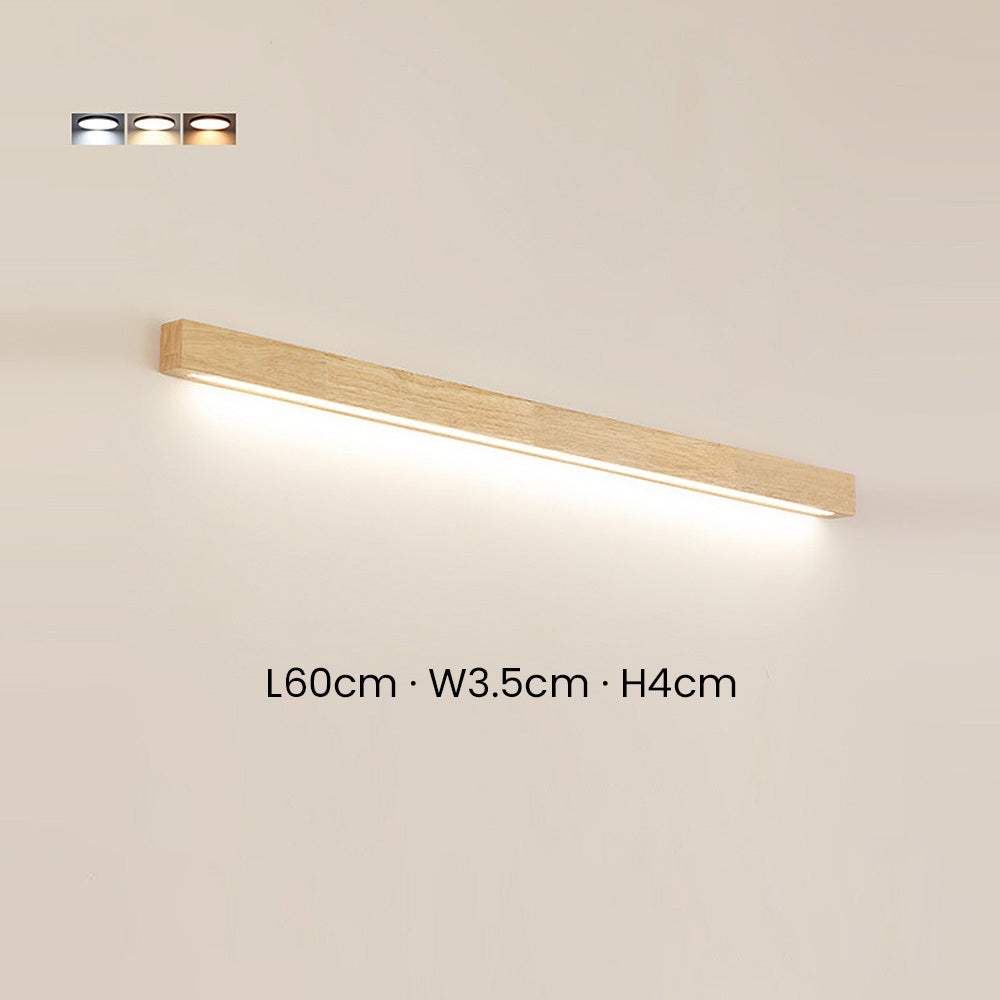 LED Wandleuchte Holz Linear Warmweiß Badezimmer Schlafzimmer Wandbeleuchtung Modern Minimalistisch Lichtleiste | Restfield