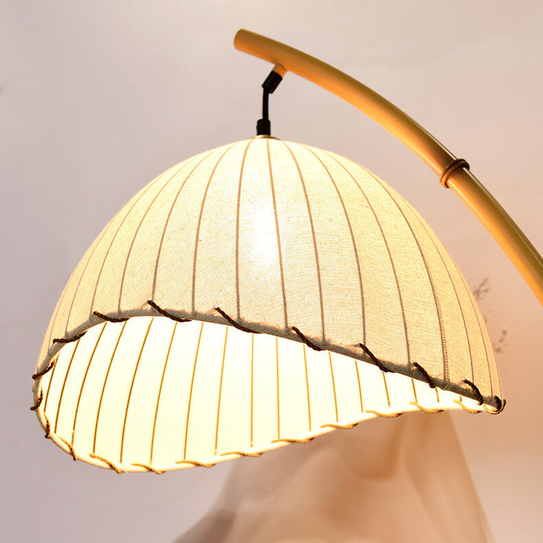 Vloerlamp Bamboe Look Boogvorm Stof Kap E26 160cm Dimbaar Woonkamer Slaapkamer Retro | Sansoti