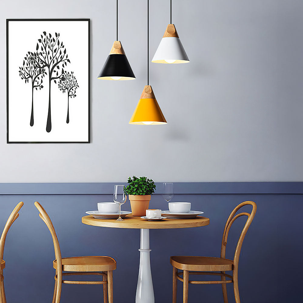Suspension bois aluminium E27 colorée salle à manger salon cuisine lampe design moderne | Restfield