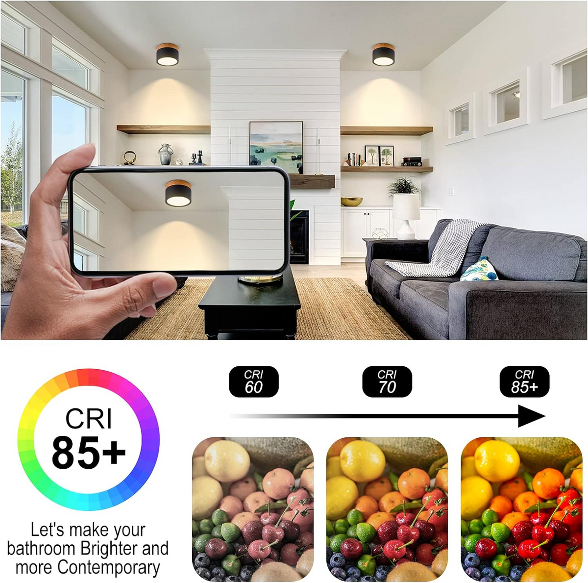 Plafondlamp met houtaccent aluminium LED rond modern hal eetkamer woonkamer verlichting Scandinavisch | Sansoti