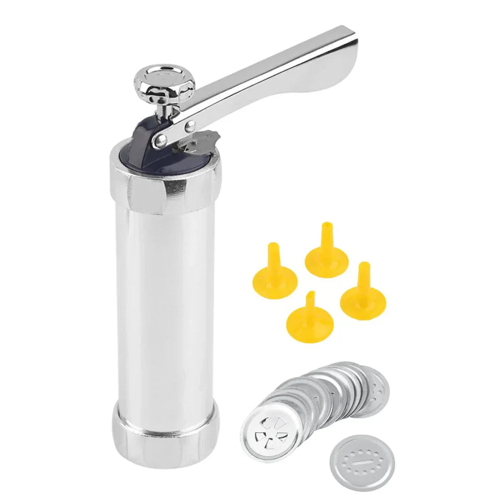 Kekspresse Aluminium 20 Formen 4 Spritztüllen Spritzgebäck Keks-Maker Weihnachtskekse Backen Dekorieren | Restfield