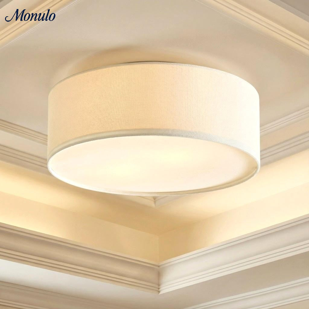 Plafondlamp met Linnen Kap – Drumvorm Ø30/45cm – Modern Scandinavisch Design – Elegante Verlichting Woonkamer Slaapkamer Eetkamer | Sansoti