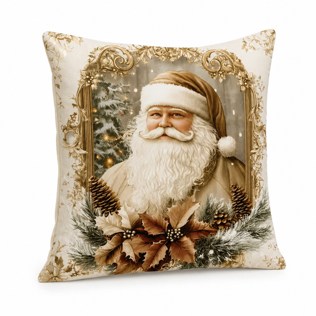 Samt-Kissenbezug mit festlichem Motiv 45×45 cm Gold Baumwoll-Polyester Reißverschluss Quadratisch Dekorativ für den Innenbereich | Sansoti
