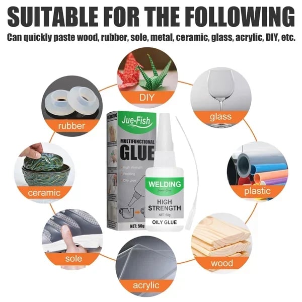 Colle universelle ultra-résistante pour métal, bois, plastique, verre et céramique, à séchage rapide et résistante à l’eau | Sansoti