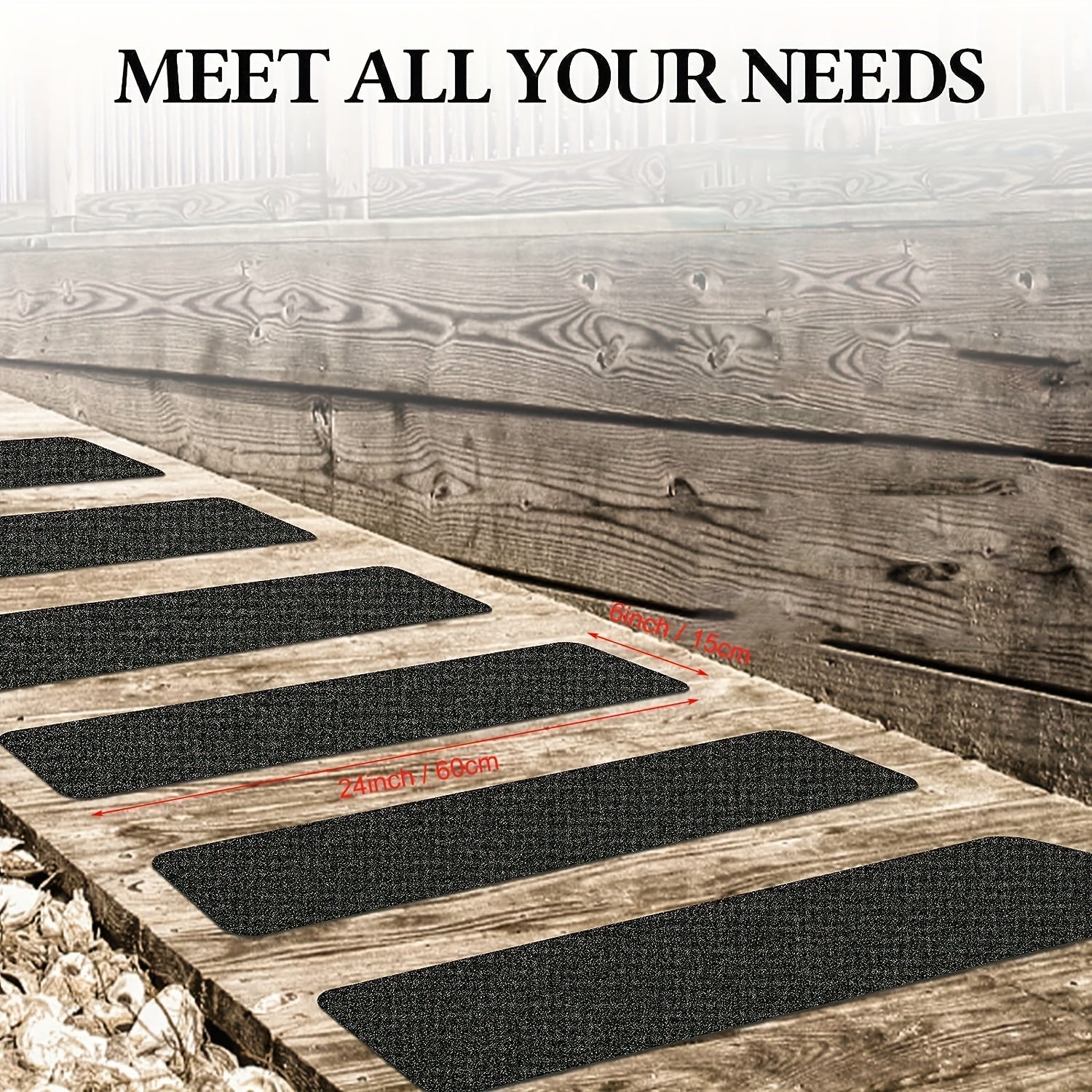 Antislip Trapstrips Set 10 Stuks Zelfklevend 15x61cm Zwart Weerbestendig Trap Oprit Binnen Buiten Veilig | Sansoti