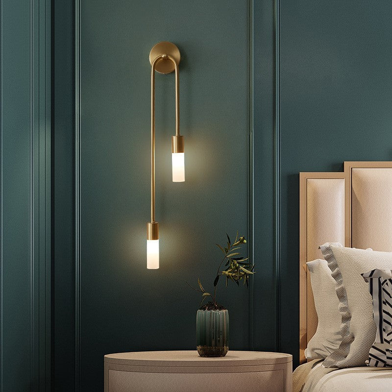 Lineaire LED Wandlamp Goud 2-Lichts Modern Scandinavisch Design Warm Wit Verlichting Woonkamer Slaapkamer | Sansoti