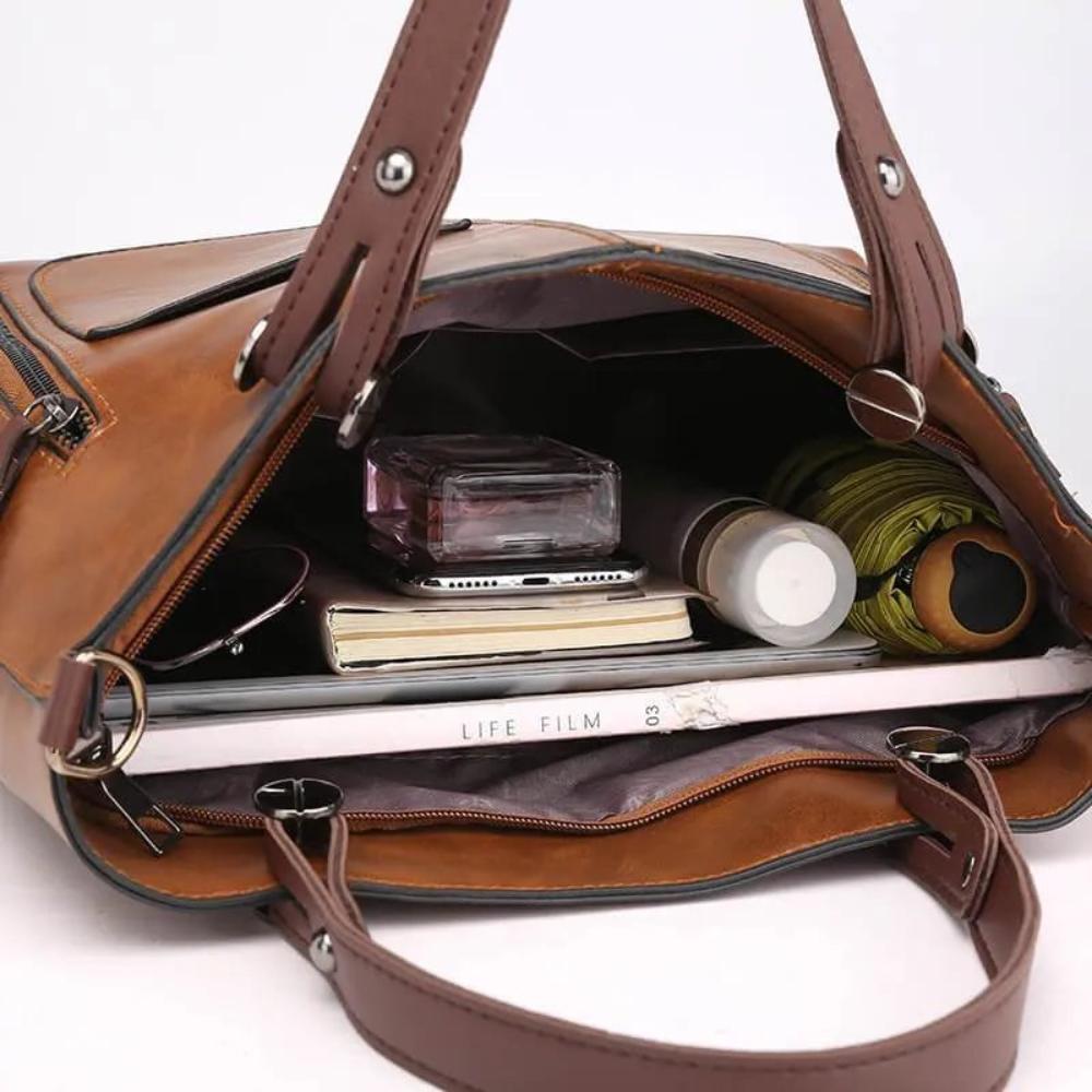 Leren Schoudertas Dames Klassiek Design Magnetische Sluiting Verstelbare Schouderband Elegante Handtas | Sansoti