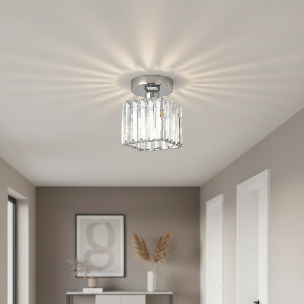 Deckenleuchte Kristall Schwarz Silber Gold E27 Aufbau Modern Flur Wohnzimmer | Restfield