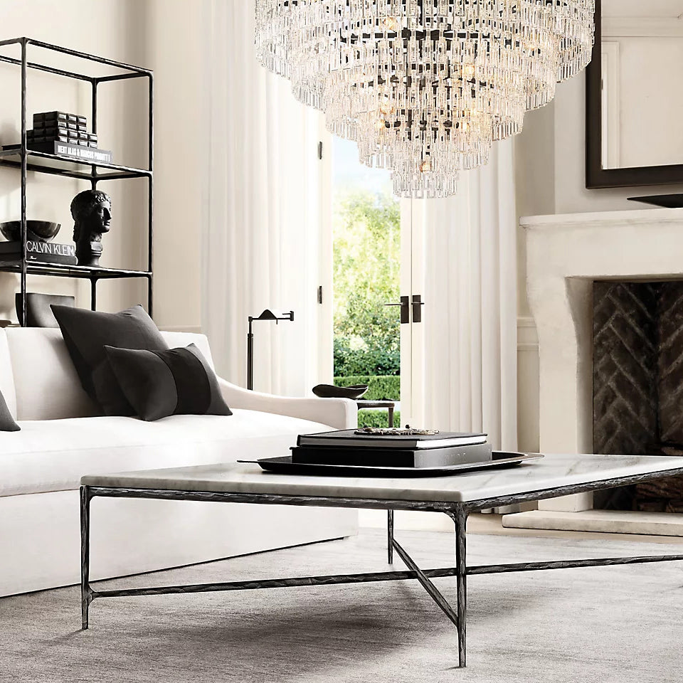 Kristallen Kroonluchter Meerdere Lagen Messing Glas Rond Plafond Verlichting Luxe Eetkamer Woonkamer Design | Sansoti