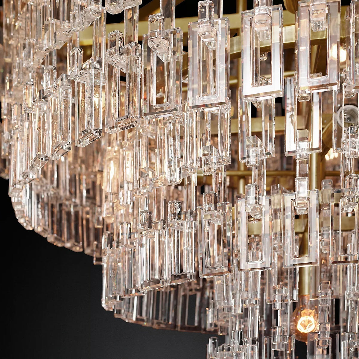 Kristallen Kroonluchter Meerdere Lagen Messing Glas Rond Plafond Verlichting Luxe Eetkamer Woonkamer Design | Sansoti