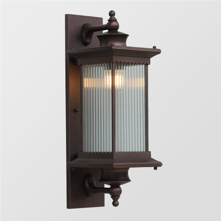 Buitenwandlamp met Geribbeld Glas en Zwart Metalen Behuizing – Klassieke Buitenverlichting voor Tuin, Entree en Terras | Sansoti