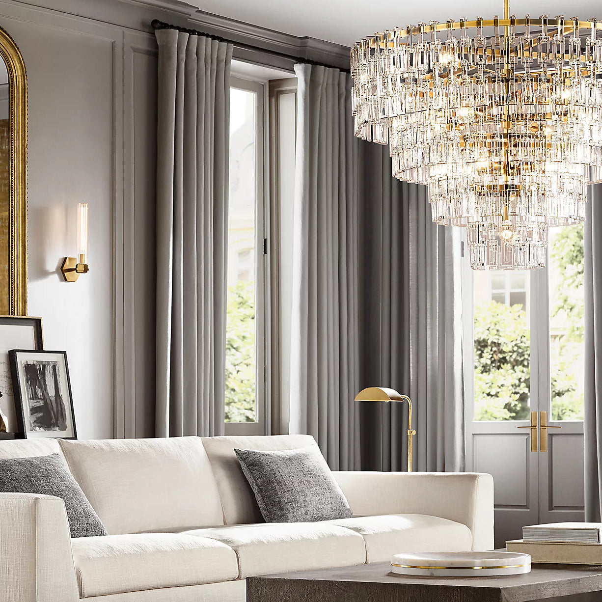 Kristallen Kroonluchter Meerdere Lagen Messing Glas Rond Plafond Verlichting Luxe Eetkamer Woonkamer Design | Sansoti