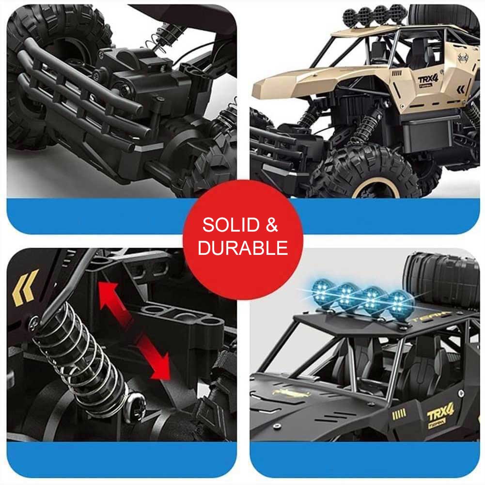 RC Monster Truck 6-Rad Offroad mit 2,4 GHz Fernsteuerung – Geschwindigkeit bis 52 km/h – inklusive 2 Akkus für Kinder und RC-Fans | Sansoti