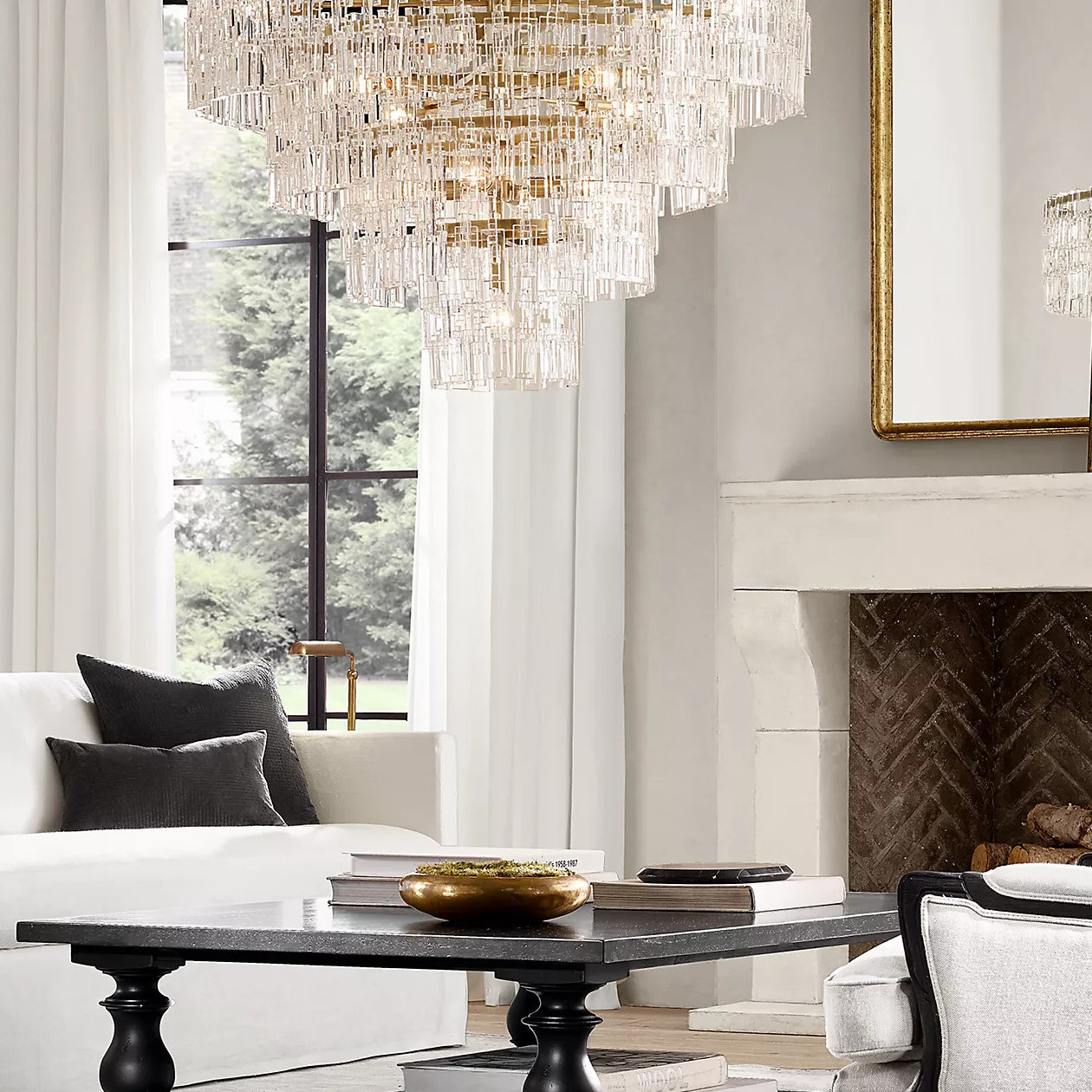 Kristallen Kroonluchter Meerdere Lagen Messing Glas Rond Plafond Verlichting Luxe Eetkamer Woonkamer Design | Sansoti