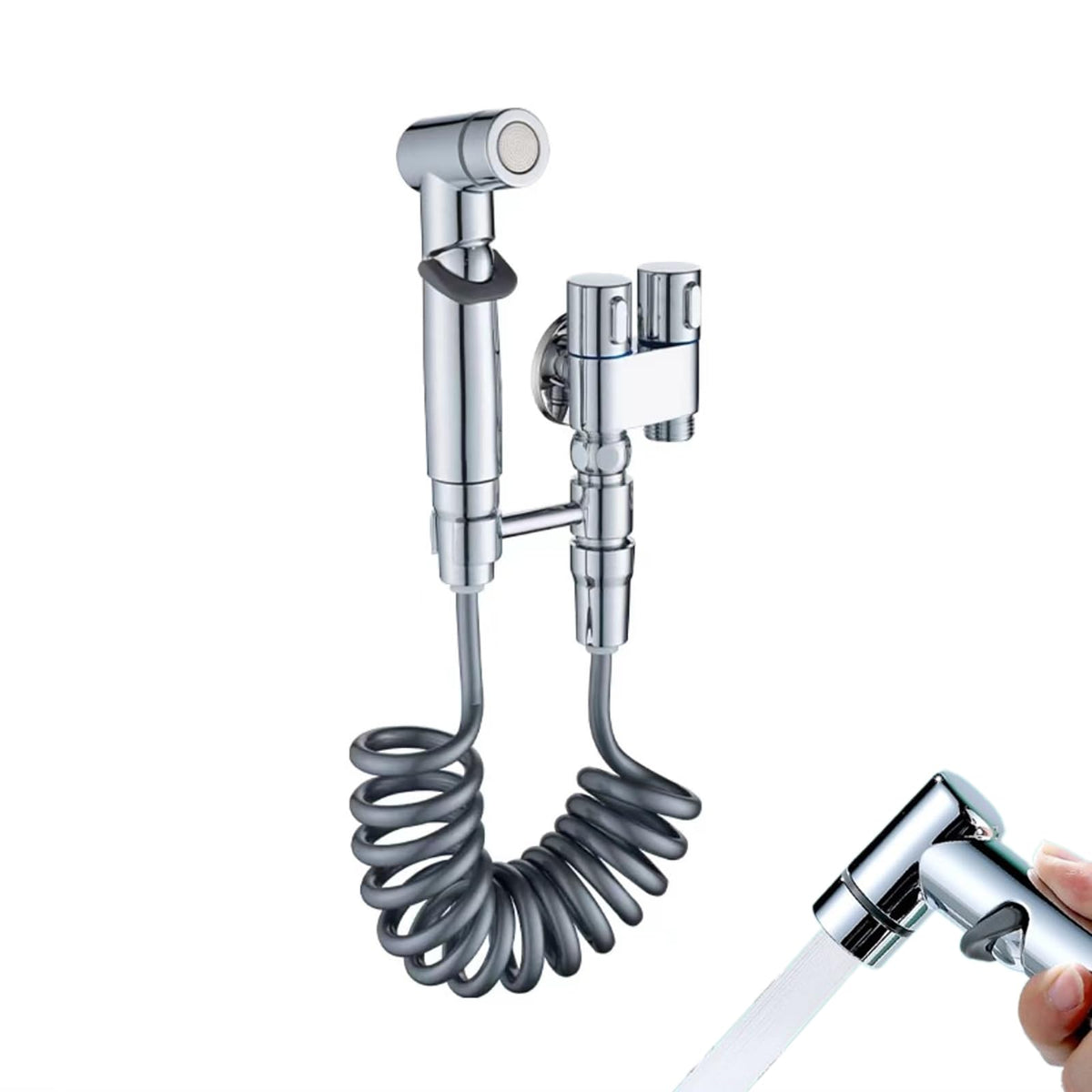 Toilettendusche mit Druckregler und rutschfestem Griff Edelstahl-Handbrause-Bidet-Spray für optimale Toilettenhygiene | Sansoti