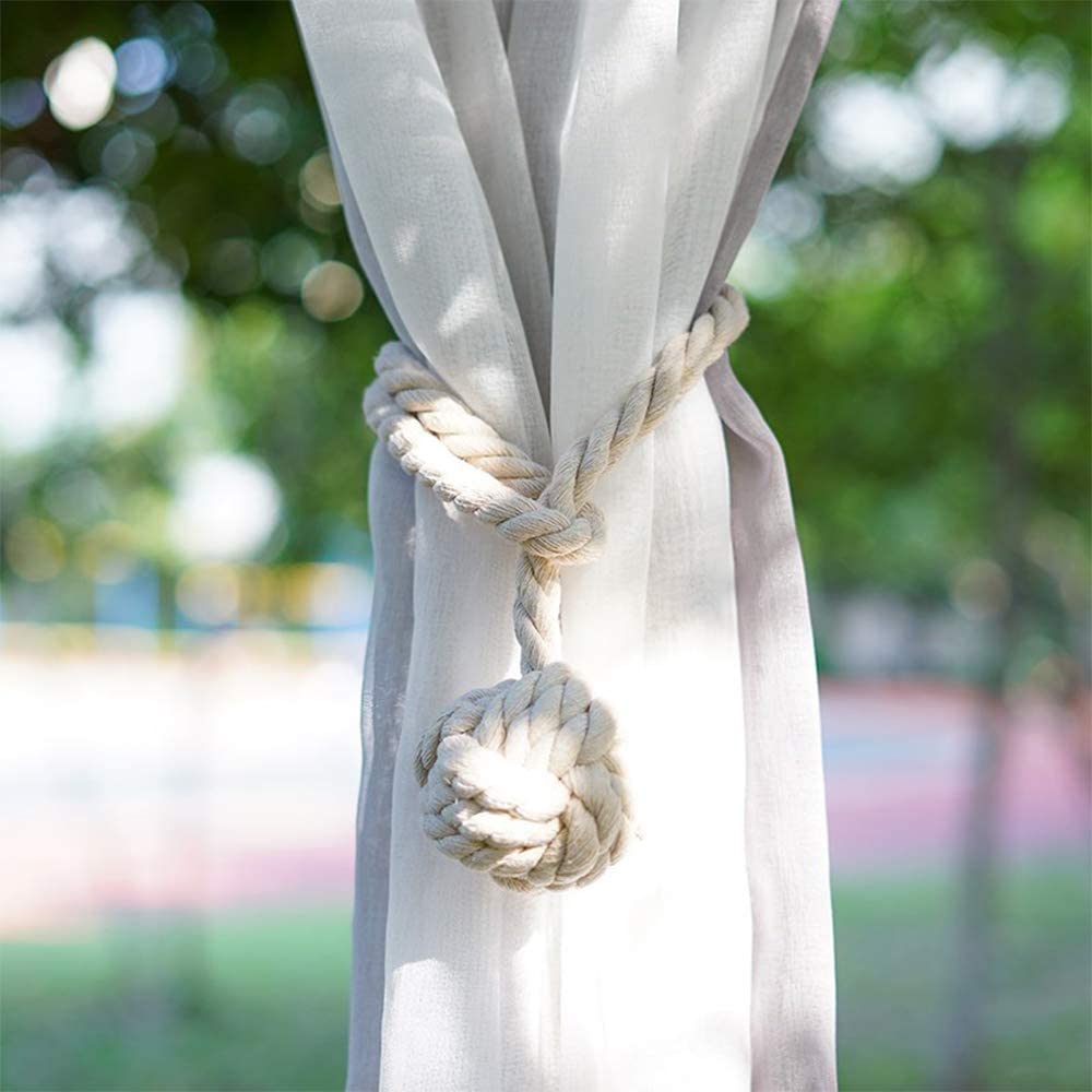 Macramé Gordijnhouders met Houten Stok – Handgeweven Katoenen Tie Backs voor Natuurlijke Boho Stijl | Sansoti