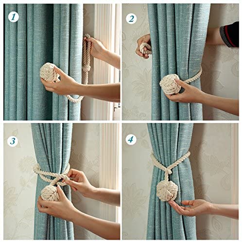 Macramé Gordijnhouders met Houten Stok – Handgeweven Katoenen Tie Backs voor Natuurlijke Boho Stijl | Sansoti
